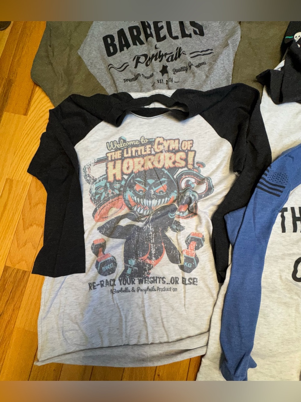 RARE 4 Lifting Shirts Barbell Cartel Barbells Ponytails Doughnuts and Deadlifts - Picture 2 of 7